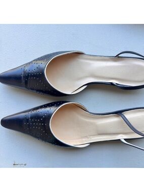 J.Crew Pointed Toe Black Patent Sling Back Flats